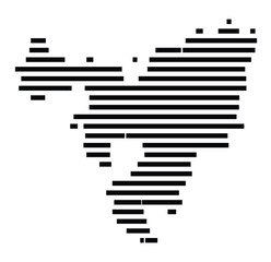 Symbol Map of the city Bad Salzungen (Thüringen, Germany) showing the area of the city with just a few black horizontal lines
