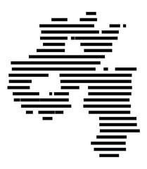 Symbol Map of the city Zeulenroda-Triebes (Thüringen, Germany) showing the area of the city with just a few black horizontal lines