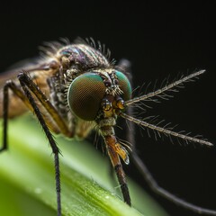 Mosquito Macro: Detailed Compound Eyes.
