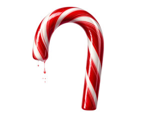 Fototapeta premium Realistic Red and White Candy Cane, Front View, Transparent Background