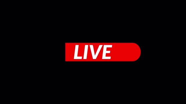 Animation of live button with , 4k simple live streaming icon animation, transparent background live streaming and broadcasting in 4k  with alpha channel.