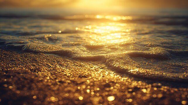 Cinematic abstract texture like golden sunset merging with coastal lights, dreamy gradients and soft glow evoke romance and nostalgia