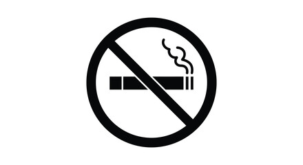 A circular no smoking sign with a cigarette black silhouette