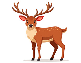 Obraz premium Flat Vector Illustration of Holiday Reindeer, Transparent Background