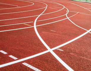 Fototapeta premium Red running track with white lanes