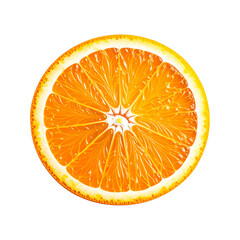  Single Orange Slice Front View, Isolated on Transparent Background 