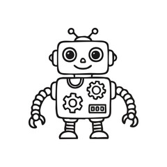 Cute Smiling Robot Illustration. A delightful android image featuring a joyful machine, representing ingenuity, childhood wonder, and a hopeful digital era.