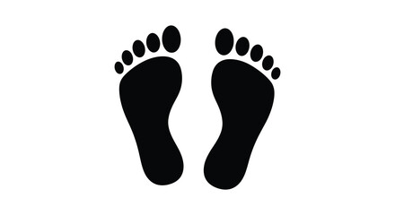 Two black footprints displayed on a white background silhouette