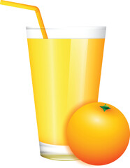 glass of orange juice and orange