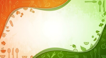 Colorful Food Background with Orange and Green Gradient Design