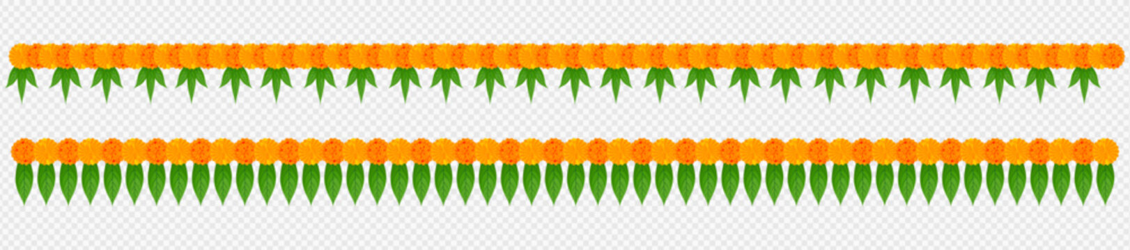 Marigold, Dhanteras. Marigold Flower. Garlands Decoration, Durga Puja, Onam. Vector marigold. Karwa Chauth. Garlands Decor, Durga Puja Sale, Frame. Ganesh Chaturthi, Border, Navratri. Saraswati puja, 