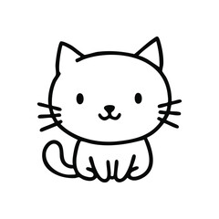Cute Cartoon Cat Graphic. Adorable feline illustration radiates cheerful innocence. Its friendly, minimalist design evokes pure joy and charming simplicity.