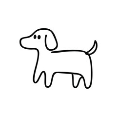 Playful Canine Doodle Sketch. A charming monochrome graphic of a happy hound, evoking loyalty and companionship with its clean, friendly form.