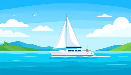 Fototapeta premium Sailboat on a placid ocean