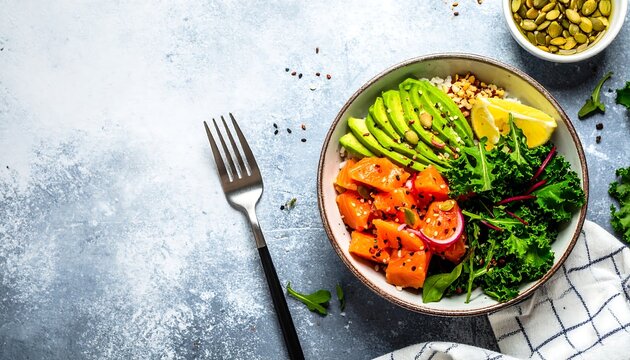 Healthy bowl with colorful ingredients