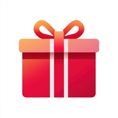 Red gift box with bow festive holiday present isolated on white background