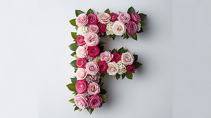 Floral letter F arrangement with pink and white roses floral arrangement pink roses