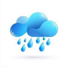 Blue rain cloud icon weather forecast symbol isolated on white background