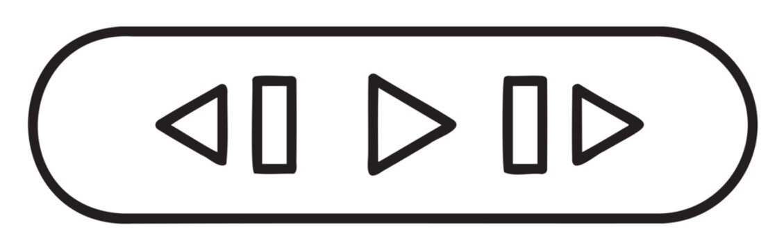 Media control buttons: previous, play, next icons in oval design - stock vector