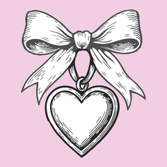 Bows and ribbons center love shape vintage design