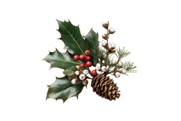 christmas holly branch with berries