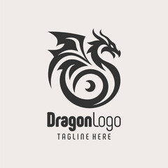 Obraz premium Bold Black White Dragon Concept