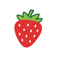 Fototapeta premium Playful Strawberry Doodle. A vibrant, hand-drawn fruit graphic. This cheerful red berry represents fresh vitality, health, and simple summer delights.