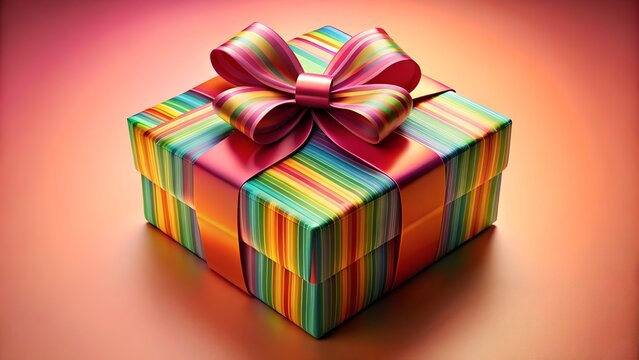 Colorful gift box with a bow on a gradient background
