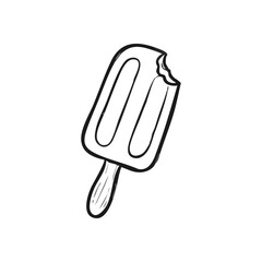 Bitten Ice Pop Doodle. A charming, hand-drawn outline of a partially consumed chilled confection. Evokes a sense of joyful summer days and refreshing indulgences.