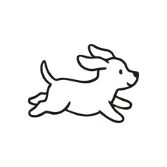 Cute Puppy Running Outline. Adorable canine illustration depicting a joyous and energetic sprint. Symbolizes happiness, loyalty, and lively motion.
