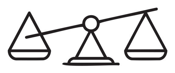 Simple black and white seesaw balance icon for equilibrium concepts - stock vector
