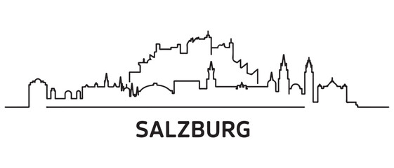 Naklejka premium Salzburg Line Art skyline silhouette. Black Salzburg city. with white background