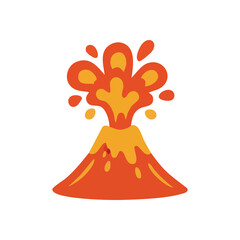 Erupting Volcano Illustration. A fiery mountain spewing molten rock, representing explosive power and dynamic energy in a vibrant, simplified cartoon style.