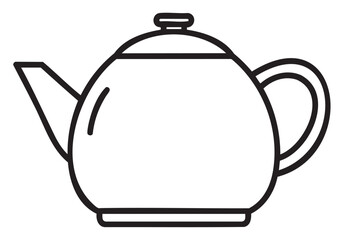 Obraz premium Black and white outline of a teapot with handle and spout - stock vector