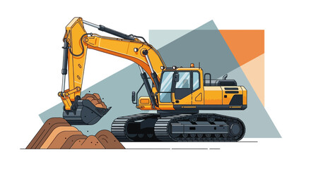 Powerful excavator digging soil with precision, ideal for construction, industry, or earthmoving projects in a modern, dynamic design