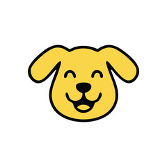 Happy Cartoon Dog Face. Cheerful canine illustration. This adorable yellow pup embodies joy and friendship, perfect for conveying warmth, playfulness, and innocence.