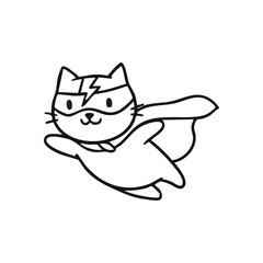 Adorable Supercat Soaring. This delightful feline hero, donning a facial covering and flowing cape, leaps into action. It represents courage, excitement, and a spirited journey.