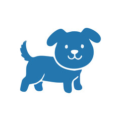 Playful Blue Cartoon Dog Illustration. This charming canine graphic exudes happiness and companionship. A sweet, innocent domestic animal icon, perfect for kids projects.