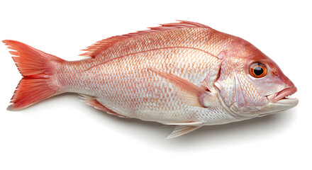 Red snapper fish on white background, fresh seafood for cooking  