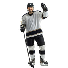 Professional ice hockey player gives a thumbs up on ice png hockey athlete png sportsman png ice hockey player png positive gesture png transparent background image