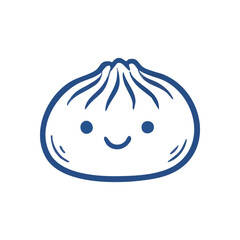 Cute Smiling Dumpling Illustration. Charming steamed bun character radiates joy. This sweet culinary icon symbolizes comfort, delight, and delicious Asian gastronomy.