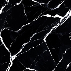 Stylish Black Marble Surface With Bold White Veins For Modern Interior