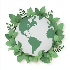 Green eco earth concept with leaves sustainable world illustration environment design