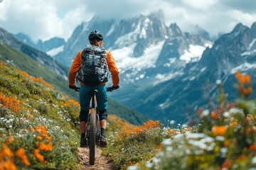 mountain biker conquering rugged terrain on a trail ride