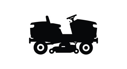 A striking black silhouette of a modern riding lawn mower silhouette