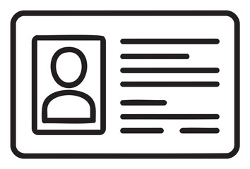 Simple black and white id card illustration with photo and text elements - stock vector