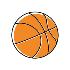 Fototapeta premium Illustration of an orange basketball with black lines on a white background.
