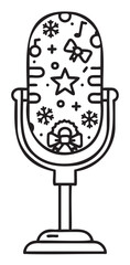 Decorative christmas microphone with seasonal patterns for holiday festivities - stock vector