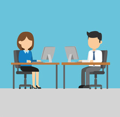 Business Meeting In Office UI UX Flat Illustration