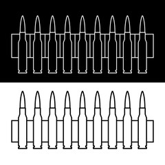 Machine gun belt icon. Cartridge belt, symbol of army or war. Cartridges, attributes of soldiers, shooting or automatic firearms. Raster icon.